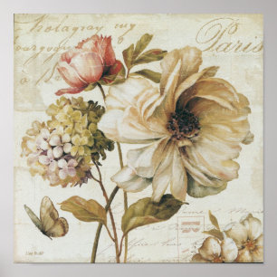 Affiche Chinois vintage Rose