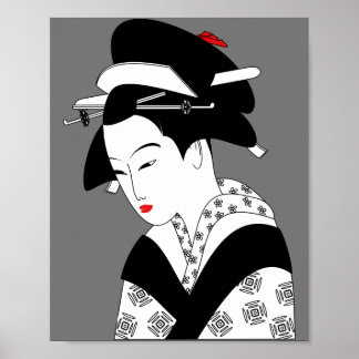 Affiche chinoise geisha traditionnel