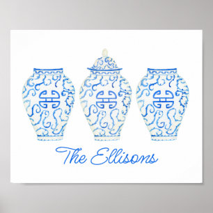 Affiche Chinoiserie Aquarelle Ginger Jar Vase