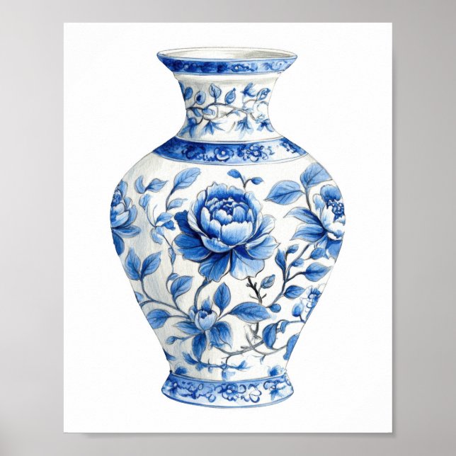 Affiche Chinoiserie Aquarelle Jar (Devant)