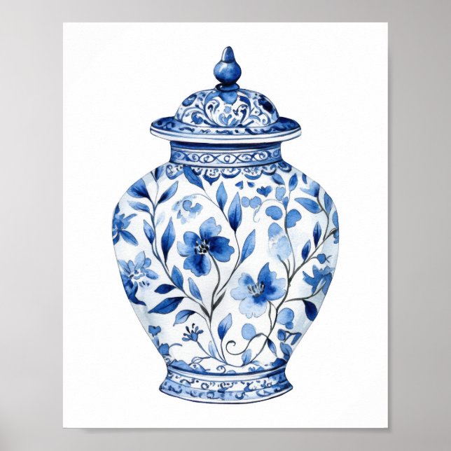 Affiche Chinoiserie Aquarelle Jar (Devant)
