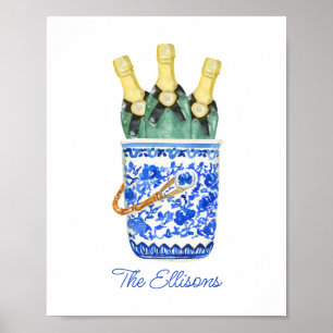Affiche Chinoiserie Aquarelle Sac à vin