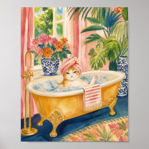 Affiche Chinoiserie Chat Maximaliste Heure du Bain