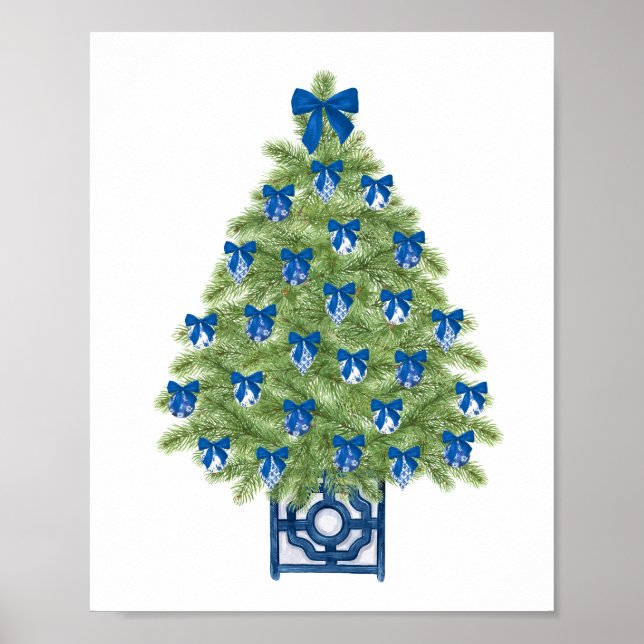 Affiche Chinoiserie Christmas Tree Art Print (Devant)