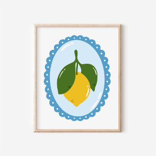 Affiche Chinoiserie Citron et Cadre ovale Coquette Art