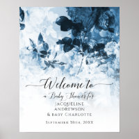 Chinoiserie Floral Bleu Baby shower d'accueil