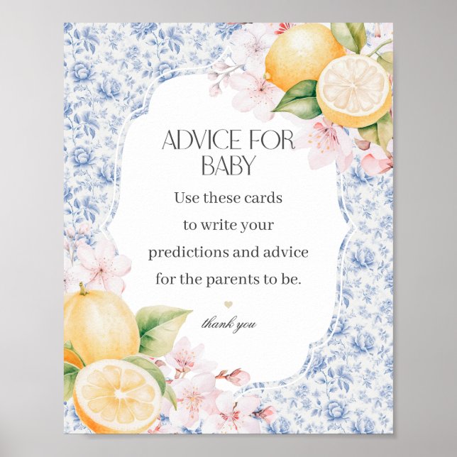 Affiche Chinoiserie Lemon Tea Conseils pour le Baby shower (Devant)