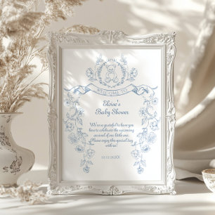 Affiche Chinoiserie ours en peluche baby shower en toile B