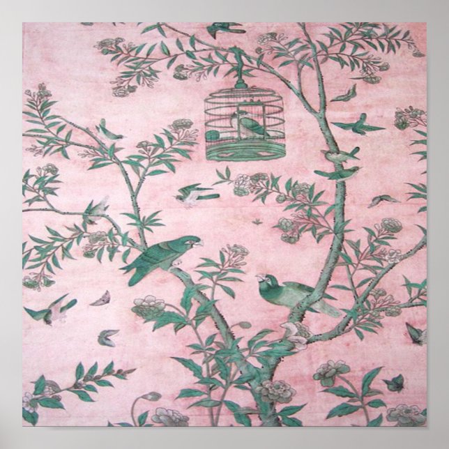 Affiche Chinoiserie rose (Devant)