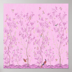 Affiche Chinoiserie rose