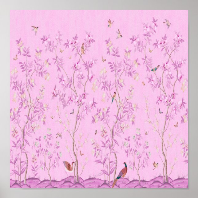 Affiche Chinoiserie rose (Devant)