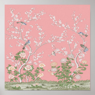 Affiche Chinoiserie rose