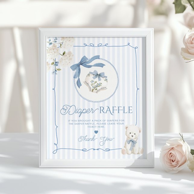 Affiche Chinoiserie Teddy Bear Coquette Bow Diaper raffle (Créateur téléchargé)