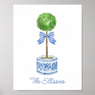 Affiche Chinoiserie Watercolor Bow Topiary
