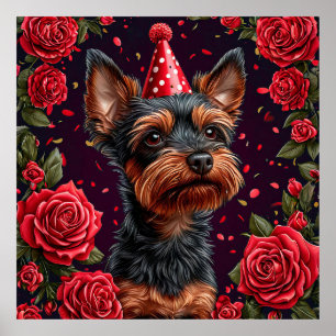 Affiche Chiot Adorable Célébrant un Anniversaire