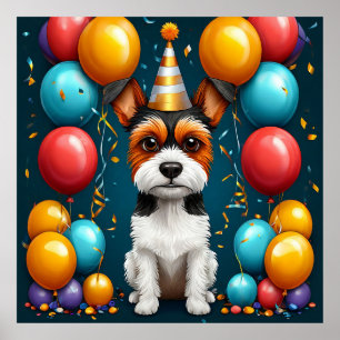 Affiche Chiot Adorable Célébrant un Anniversaire
