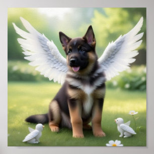 Affiche Chiot berger allemand avec des ailes comme un ange