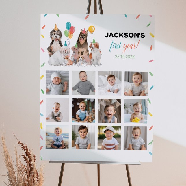 Affiche Chiot Boy Anniversaire Photo Milestone Signal Chie (Créateur téléchargé)