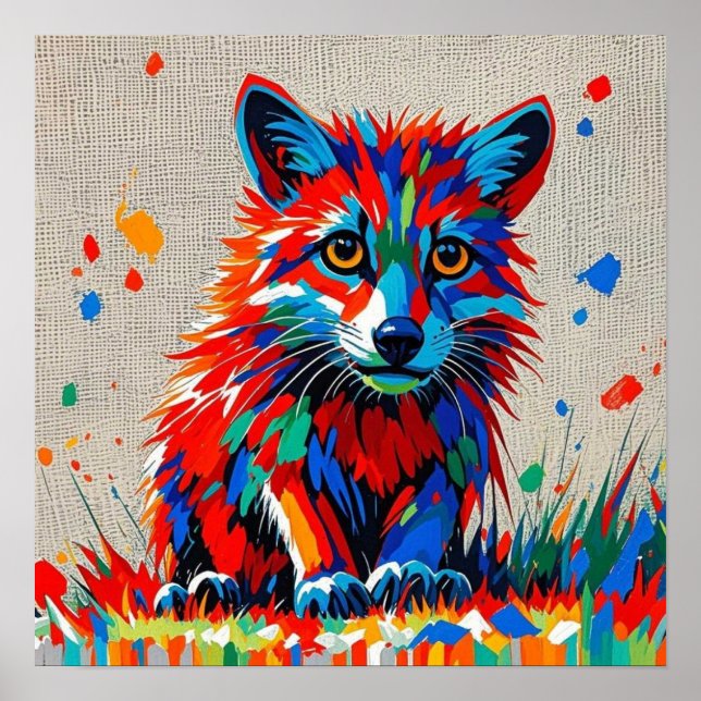 Affiche Chiot Expressif dessin animal abstrait (Devant)