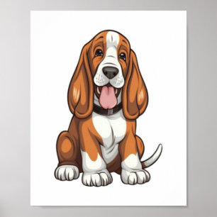 Affiche Chiot Kawaii Basset