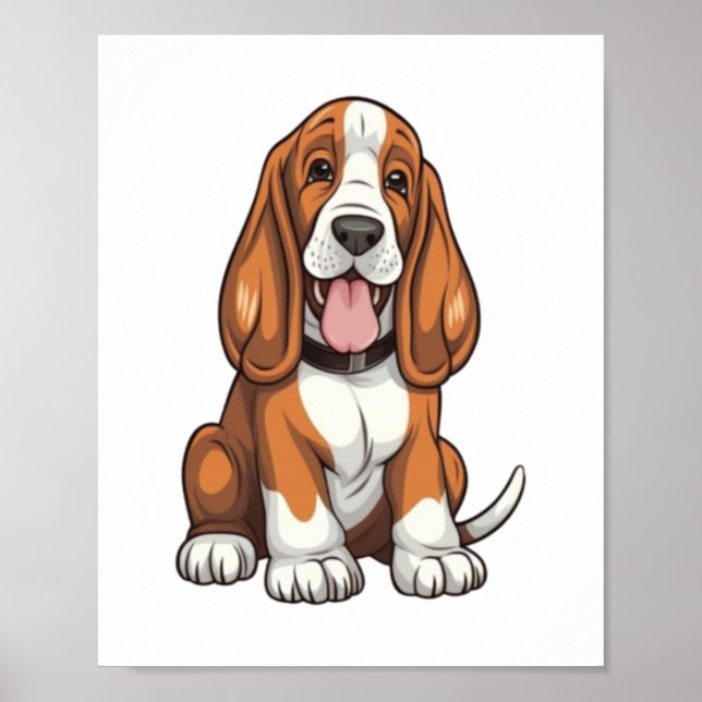 Affiche Chiot Kawaii Basset (Devant)