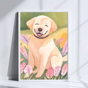 Affiche Chiot Labrador Retriever   Lab Dog Mignon Aquarell