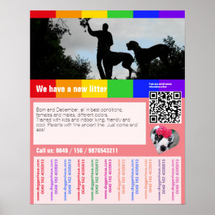 Affiche Chiot pour la vente prospectus avec code QR