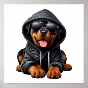 Affiche Chiot Rottweiler en Sweatshirt à capuchon