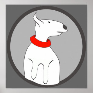 AFFICHE CHIOT ROUGE DE COLLIER DE BULL-TERRIER
