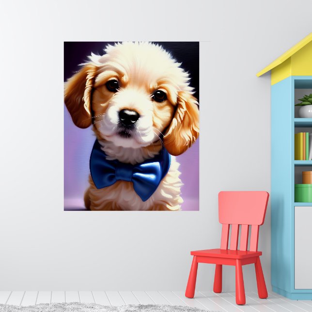 Affiche Chiot souple adorable avec jolie Cravate de Bow bl (Pépinière 1)