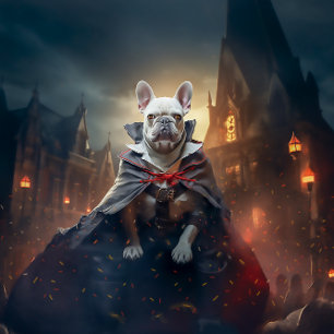 Affiche Chiots Bouledogues Français Adorables Halloween