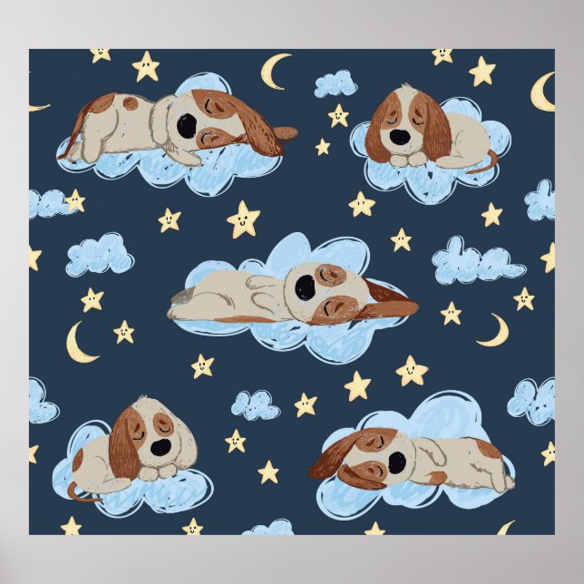 Affiche Chiots couchés : Bonne nuit Motif (Devant)