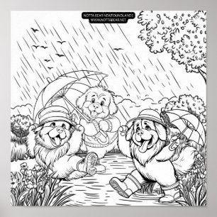 Affiche Chiots dansant sous la pluie