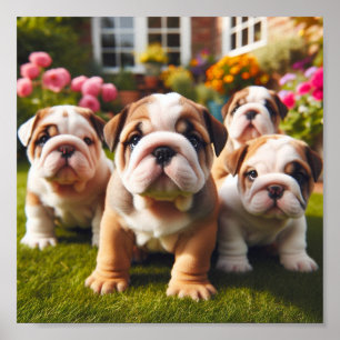 Affiche chiots de Bulldog anglais