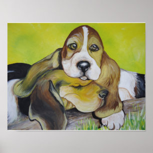 Affiche Chiots de chien de basset-hound