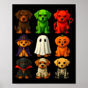 Affiche Chiots labrador noirs d'Halloween en costume