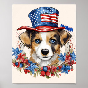 Affiche Chiots Patriotes 4 Juillet Fête de l'Indépendance 