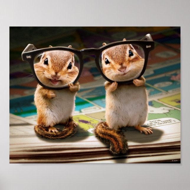 Affiche Chipmunks dans les lunettes de lecture (Devant)