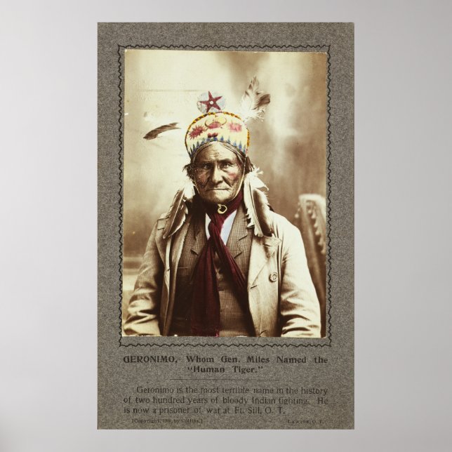 Affiche Chiricahua Apache Leader Indien Geronimo Portrait (Devant)