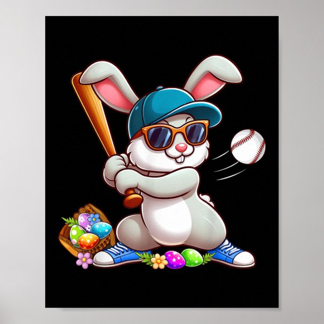 Affiche Chirures Pâques Bunny De Baseball Drôle Pour Les E (Devant)
