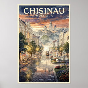 Affiche Chisinau Moldavie Voyage Rétro