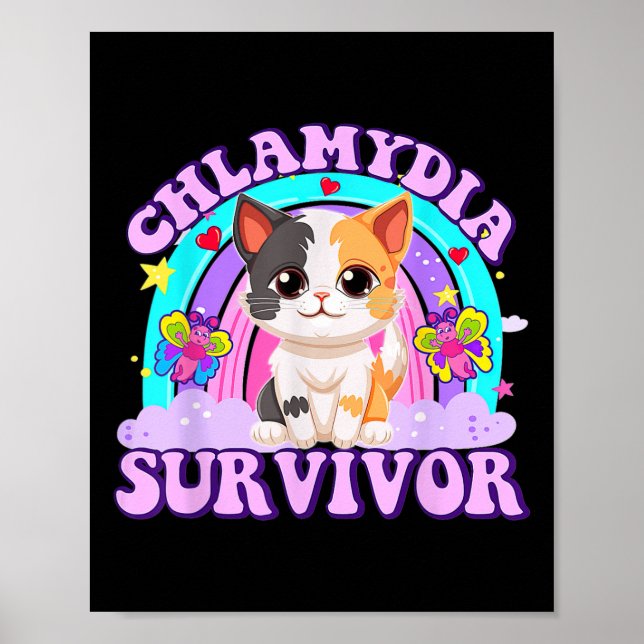 Affiche Chlamydia Survivor Chat Arc-en-ciel (Devant)