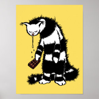 Affiche Chocolat Amoureux Drôle Chat bizarre