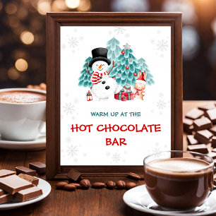 Affiche Chocolat chaud Bar mignonne Snowman fête de Noël
