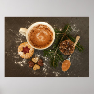 Affiche Chocolat Chaud, Cookie & Bonbons Très Mignons