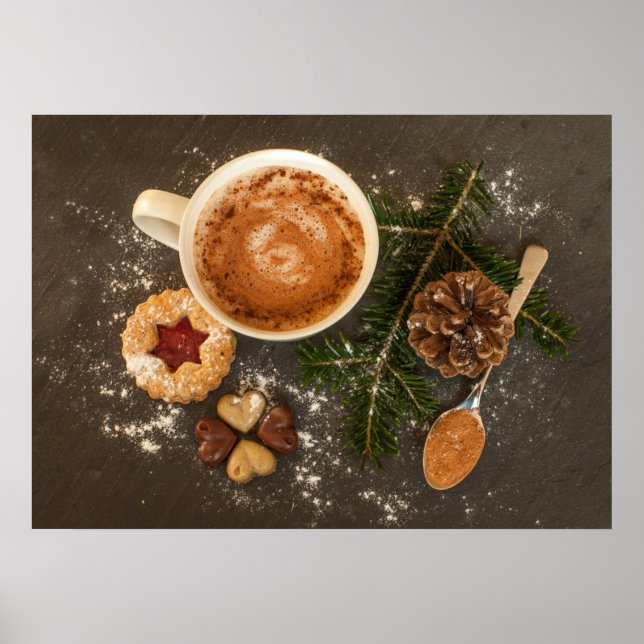 Affiche Chocolat Chaud, Cookie & Bonbons Très Mignons (Devant)