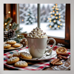 Affiche Chocolat chaud et biscuits à sucre Noël festif