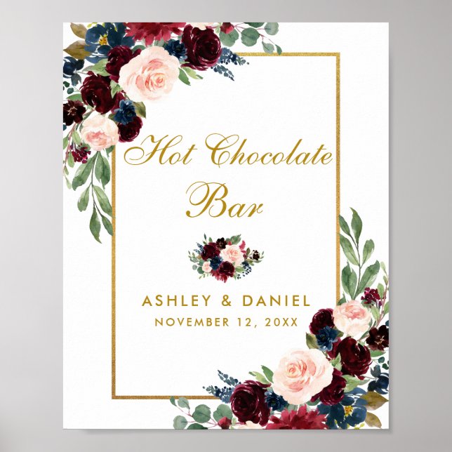Affiche Chocolat chaud Mariage d'or bleu Bourgogne (Devant)
