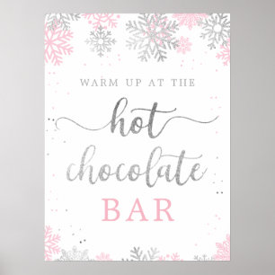 Affiche Chocolat chaud Silver rose Silver Snowflakes hiver