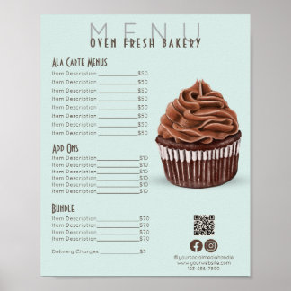 Affiche Chocolat Cupcake Monnaie Menu Boulangerie Prix Lis